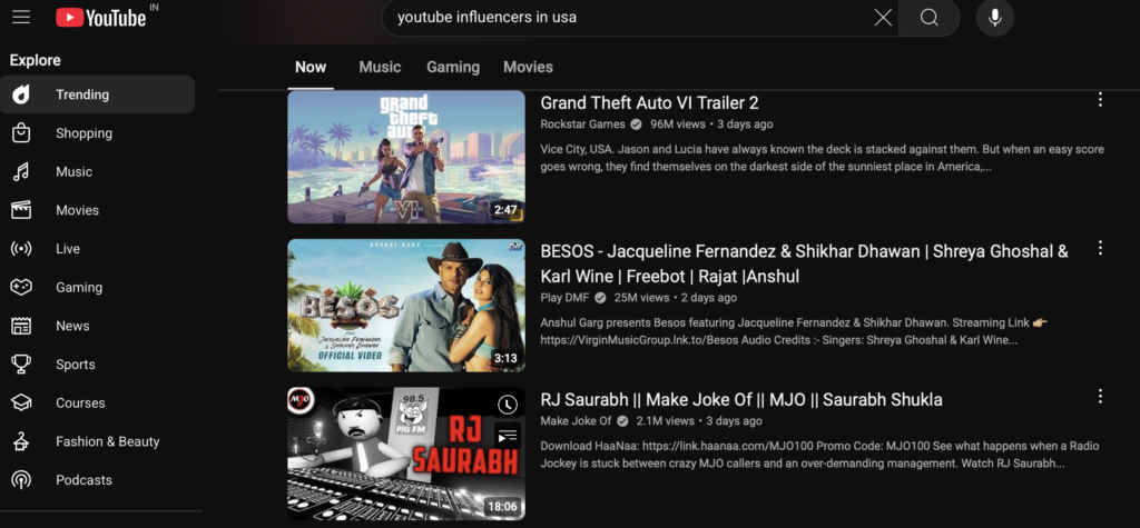 find youtube influencers through youtube trending page
