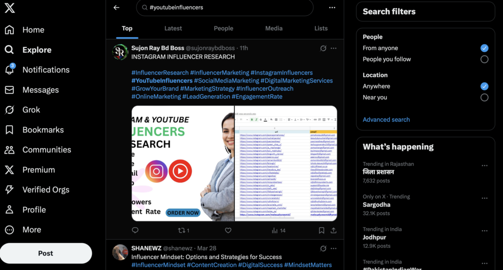 find youtube influencers through twitter search and hashtags
