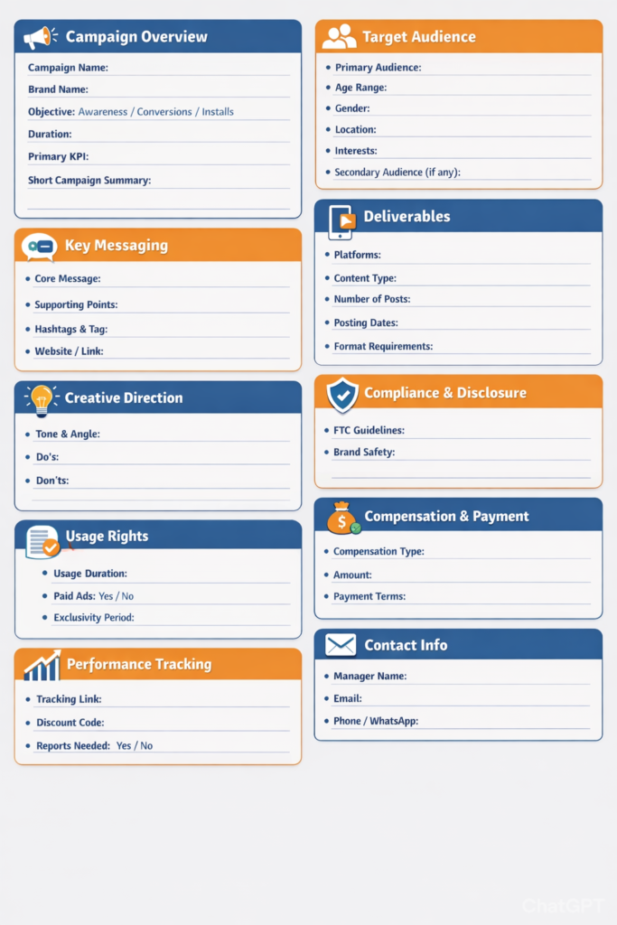 influencer brief template